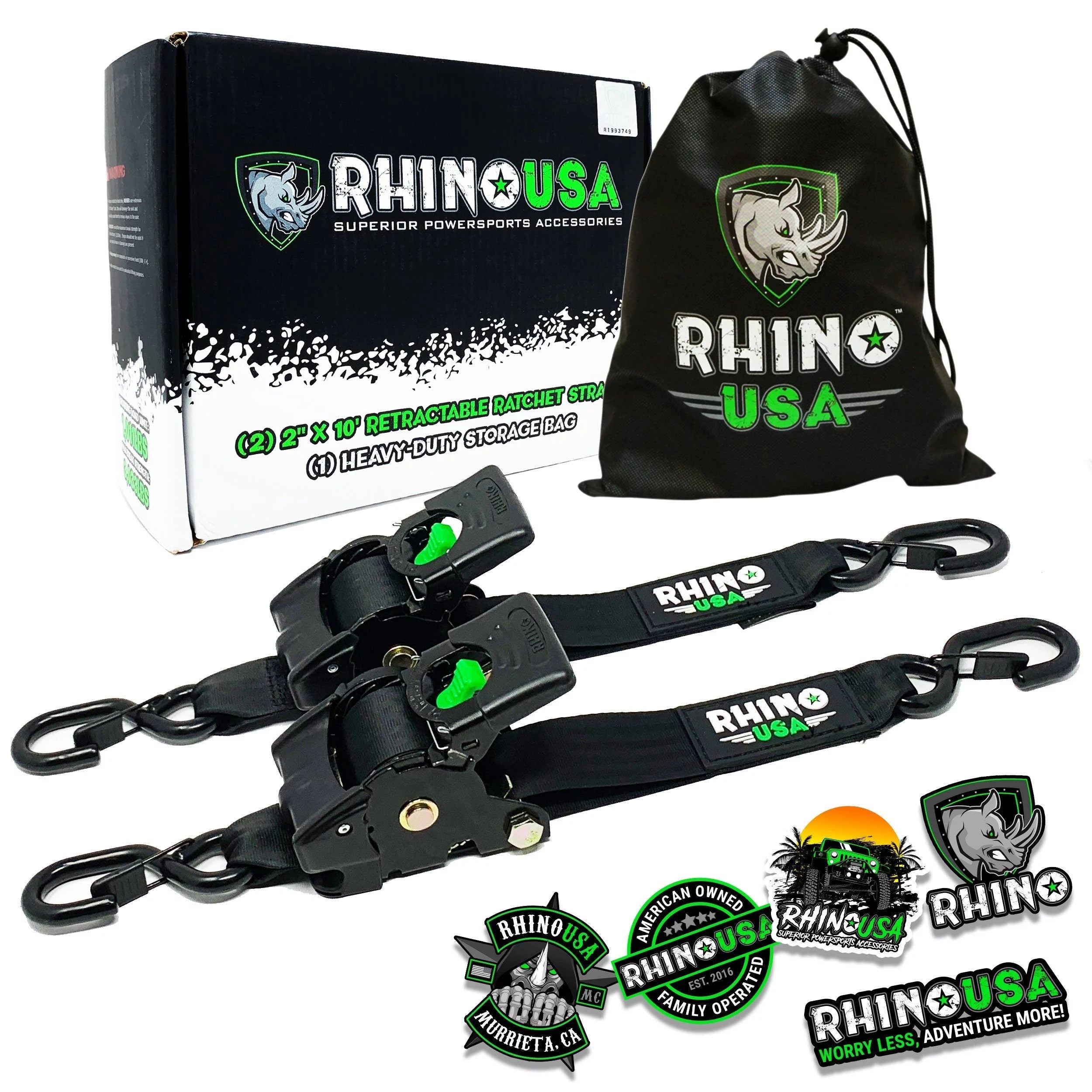 2" x 10' Retractable Ratchet Straps (2-Pack) I787