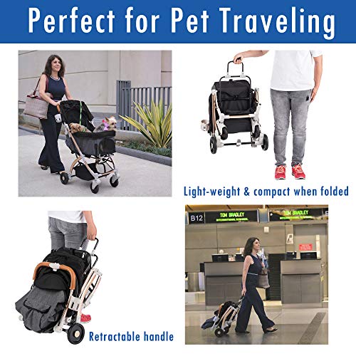 Taupe Light-Weight Pet Stroller with Aluminum Frame J3654