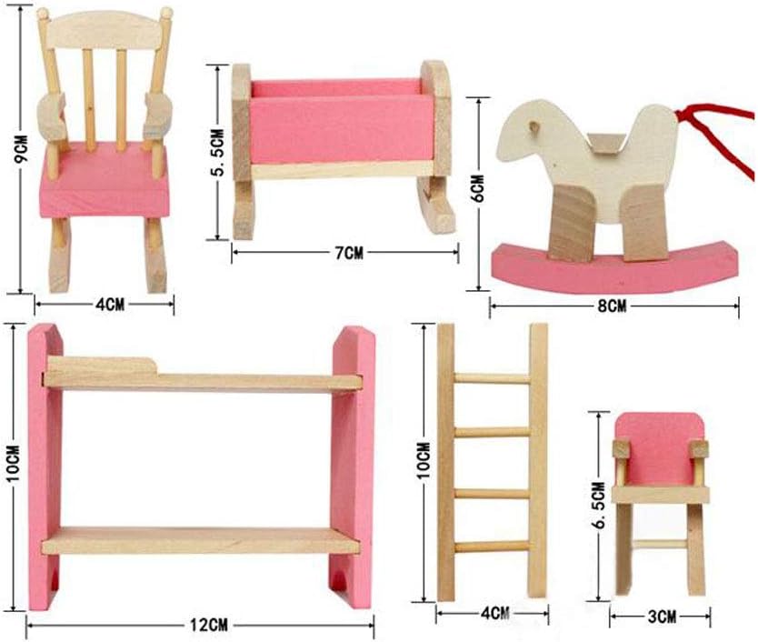 Pink Wooden Dollhouse Furniture Set A5794