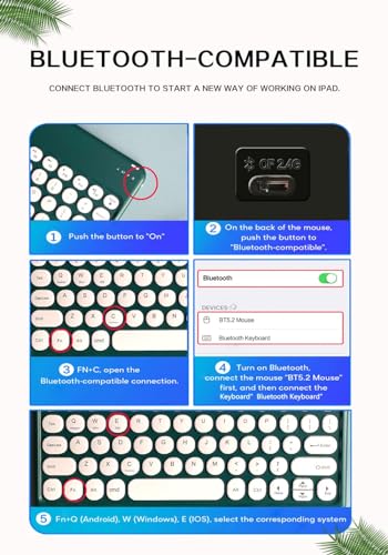 Pink Retro Bluetooth Keyboard and Mouse Combo I627