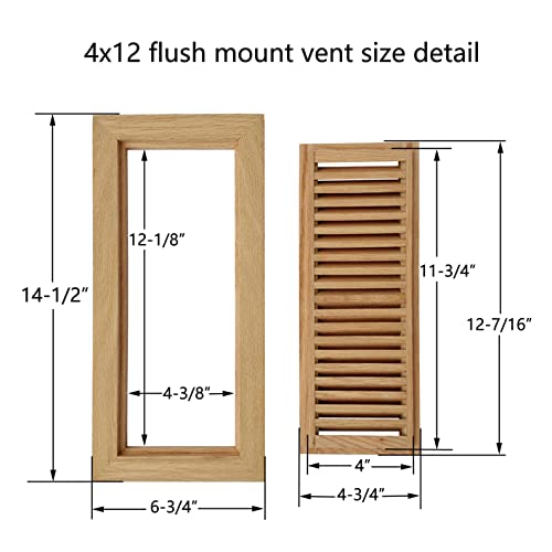 White Oak Wood Floor Register Vent, 4x12 Inch Y9010