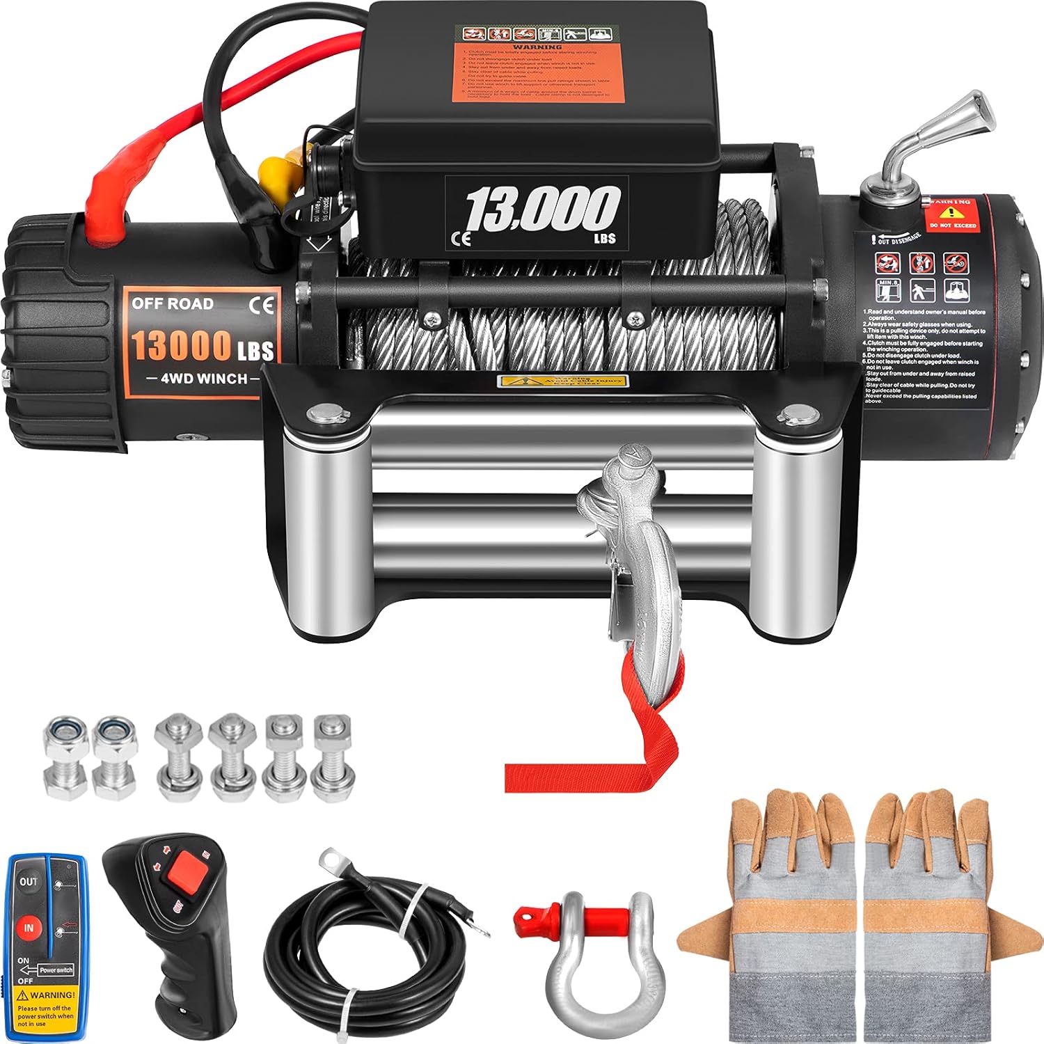 13000lbs Electric Winch with 85ft Cable Steel L7519