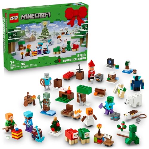 LEGO Minecraft Advent Calendar Building Toy with 24 Buildable Surprises and 8 Minifigures X119