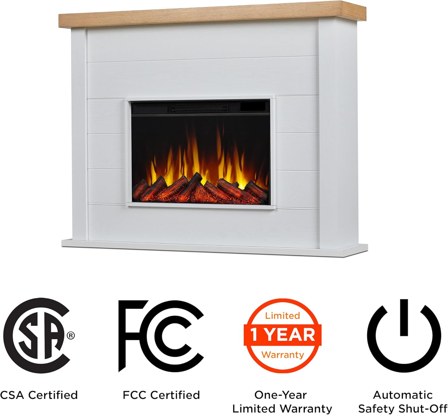 White 49" Slim Electric Fireplace with Mantel L13505