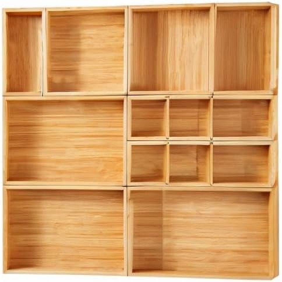 Set of 9 Bamboo Wood Drawer Organizer E576