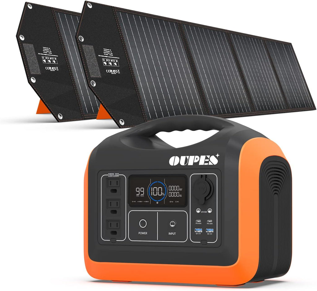 1200W Portable Power Station with 200W Solar Panel, 992Wh Battery, 3 AC Outlets L6596
