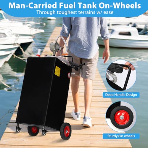 30 Gallon Portable Gas Caddy on 4 Wheels with Manual Transfer Pump J30138