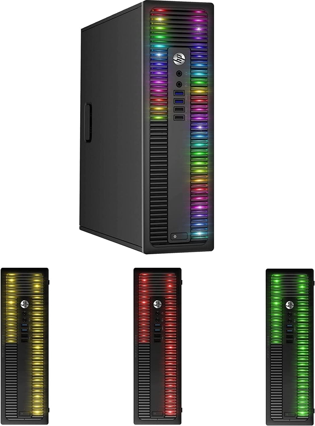 Desktop RGB Lights Computer AMD A-Series Processor Windows 10 Pro 64-bit Wi-Fi Gaming PC Keyboard Mouse Renewed 8 GB RAM 256 GB SSD W335