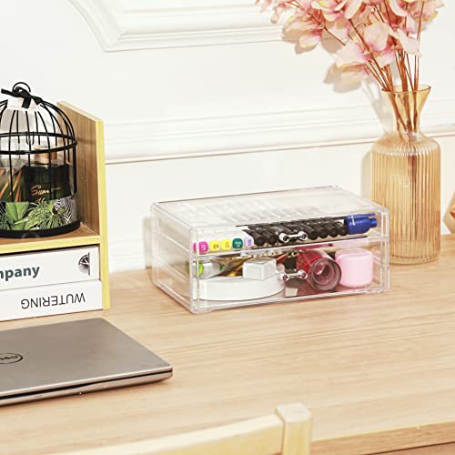 Acrylic Storage Desk Box with 3 Drawers Plastic Makeup Organizer Containers Bins B5722