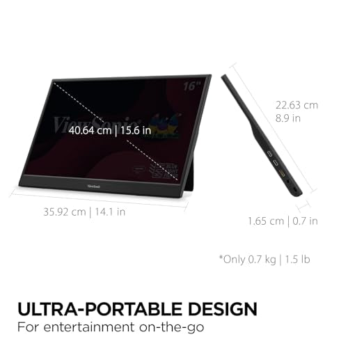 16 Inch 1080p FHD IPS Portable Monitor with Built-in Stand and Protective Case K85863