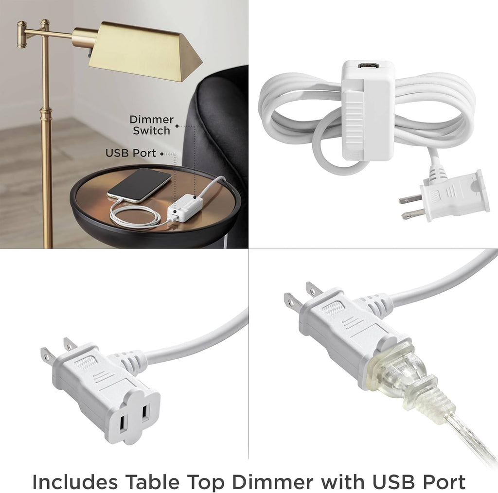 Aged Brass Metal Floor Lamp with USB Charging Port F975052