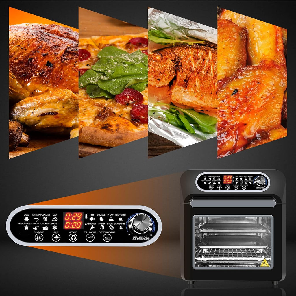 15.8qt 3-layer 16-in-1 Convection Air Fryer Toaster Oven with 6 Accessories, 1500W, Stainless Steel G9723