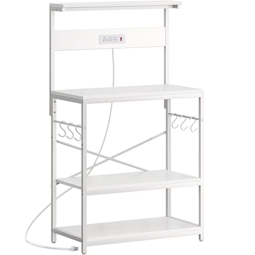 Rustic Brown 4 Tiers Kitchen Bakers Rack with Power Outlet B177