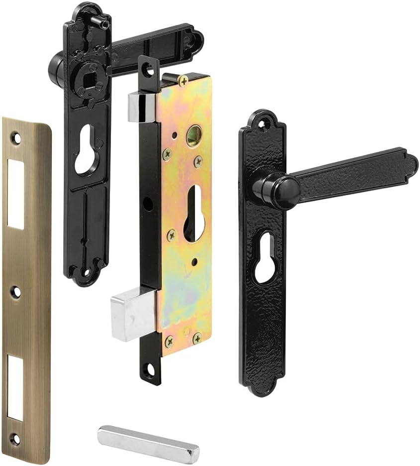 Black Steel Security Door Non-Locking Mortise Handle Set M578