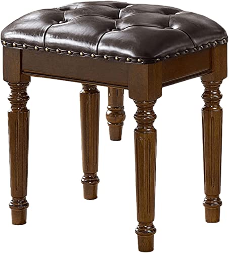 Vanity Bench with Padded Cushion Solid Wood Stool E351