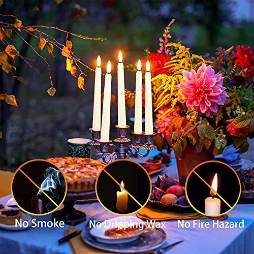 4PCS Battery Operated 8 Inch Warm White 3D Flame Taper Candles with Remote F754343