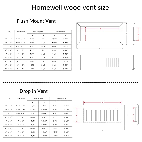 White Oak Wood Floor Register Vent, 4x12 Inch Y9010
