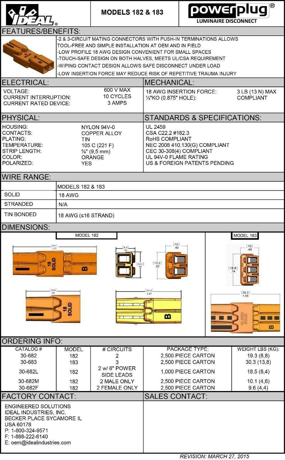 Power Plug Luminaire Disconnects P35597