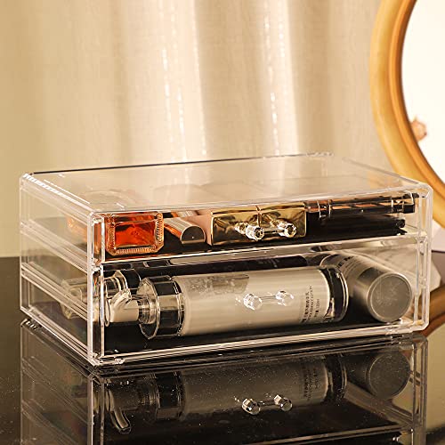 Acrylic Storage Desk Box with 3 Drawers Plastic Makeup Organizer Containers Bins B5722