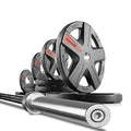 Olympic Weight Plate Sets with Olympic Weightlifting Bar, 2-inch Rubber Coated Olympic Grip Plate Set With 7’ Olympic Bar E6510
