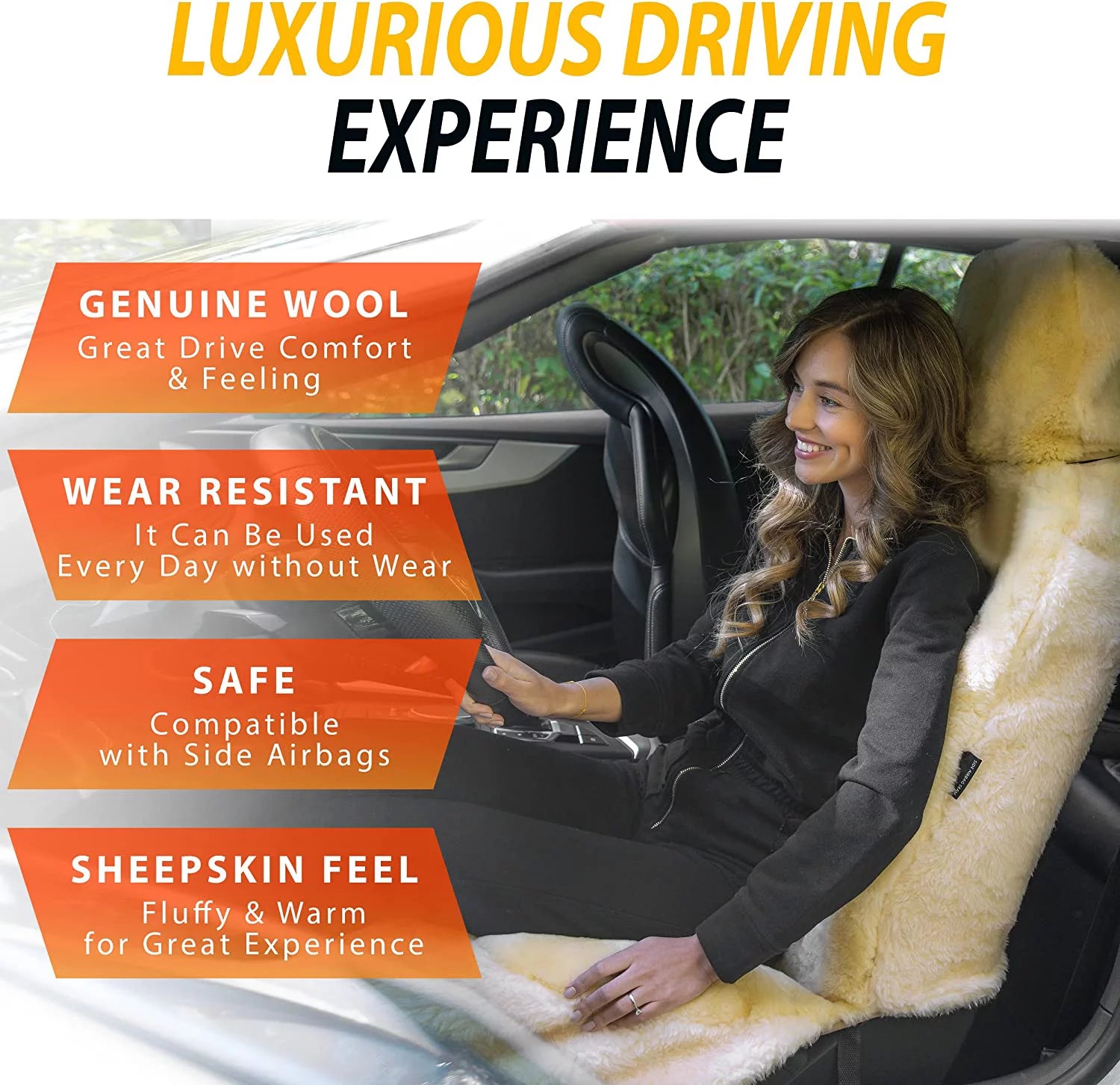 Genuine Sheepskin Ivory Car Seat Cover B354321