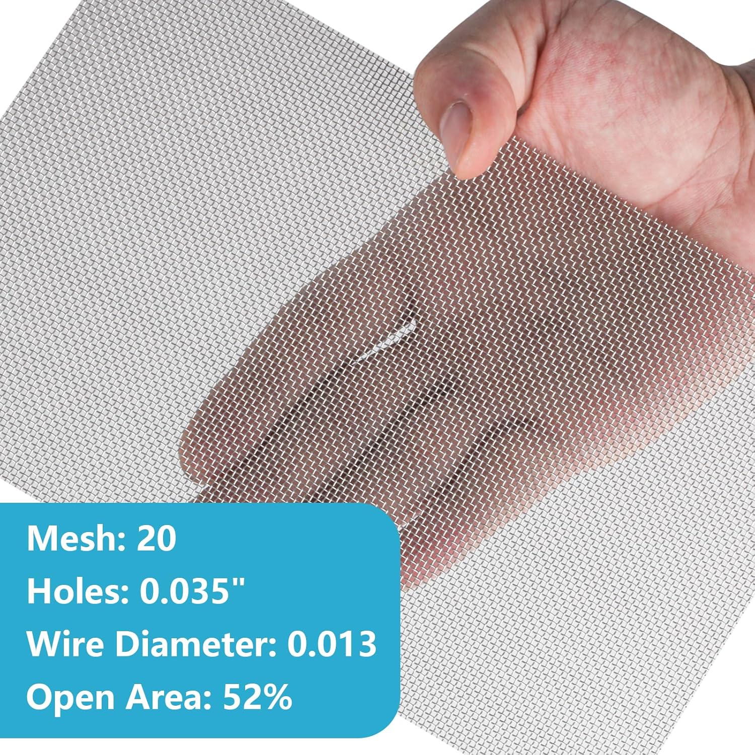 5 Pcs 20 Mesh 304 Stainless Steel Woven Wire Mesh 6" x 8" Metal Mesh Sheet U635306