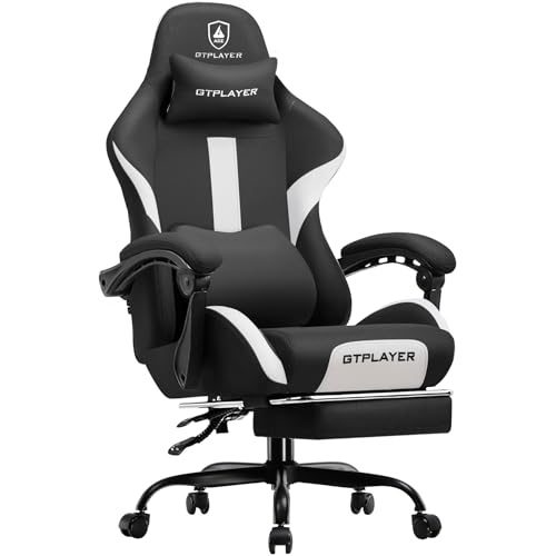 Coal-Black Gaming Chair with Foot Rest D70599