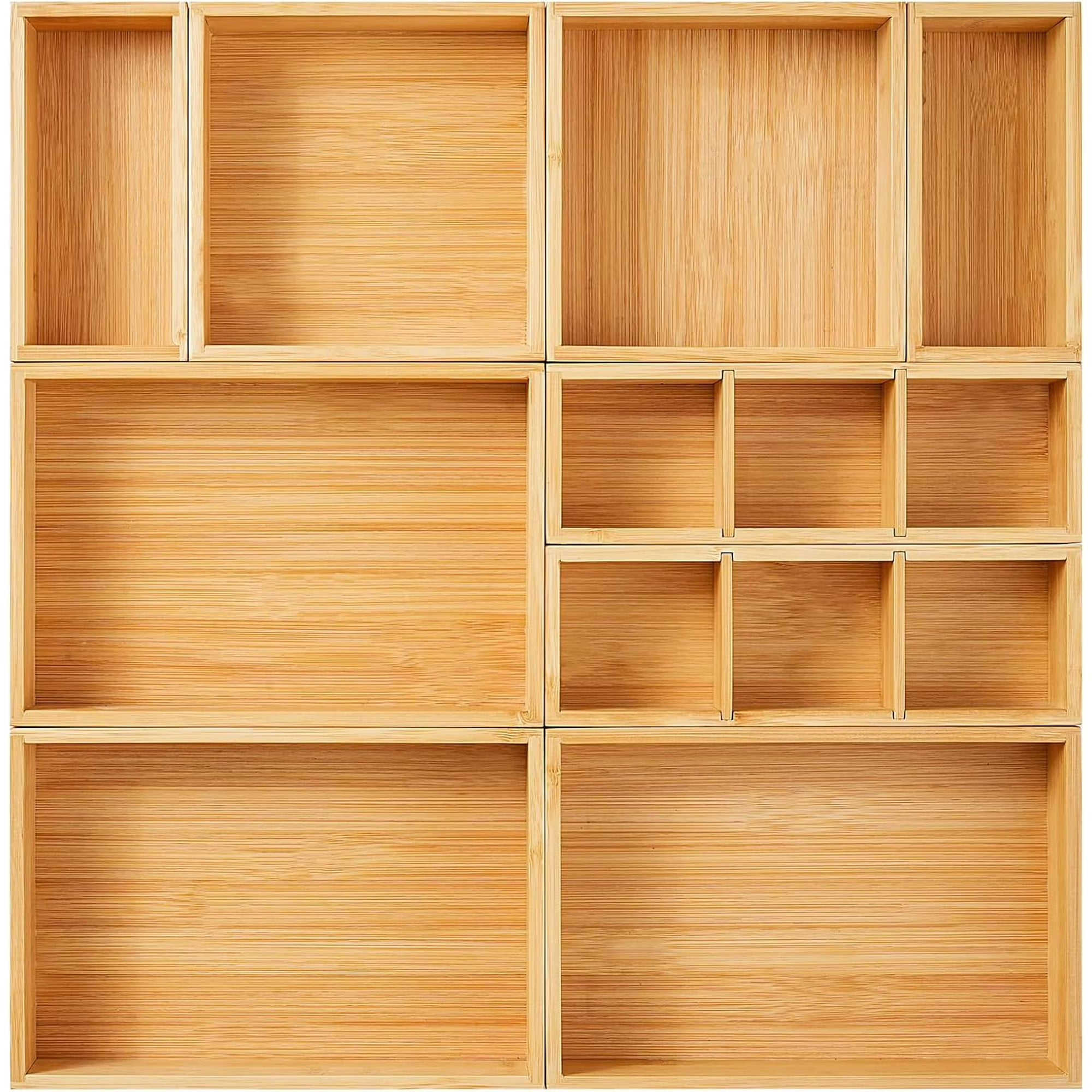 Set of 9 Bamboo Wood Drawer Organizer E576