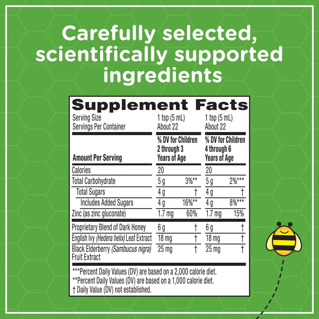 Kids Cough + Mucus Daytime with Honey, Ivy Leaf, Zinc & Elderberry, Mixed Berry, 4FL Oz G708753