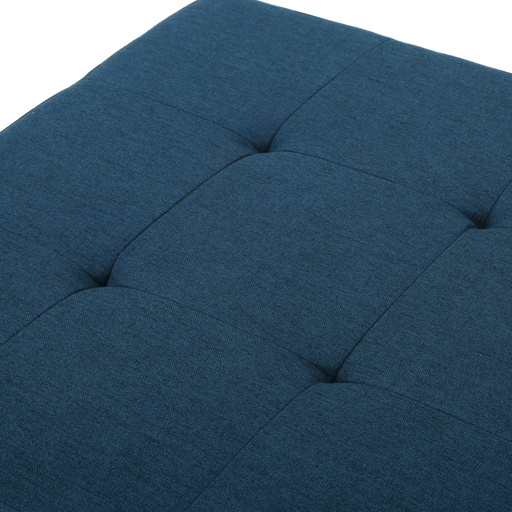Navy Blue Tufted Fabric Storage Ottoman with Rolling Casters E2786