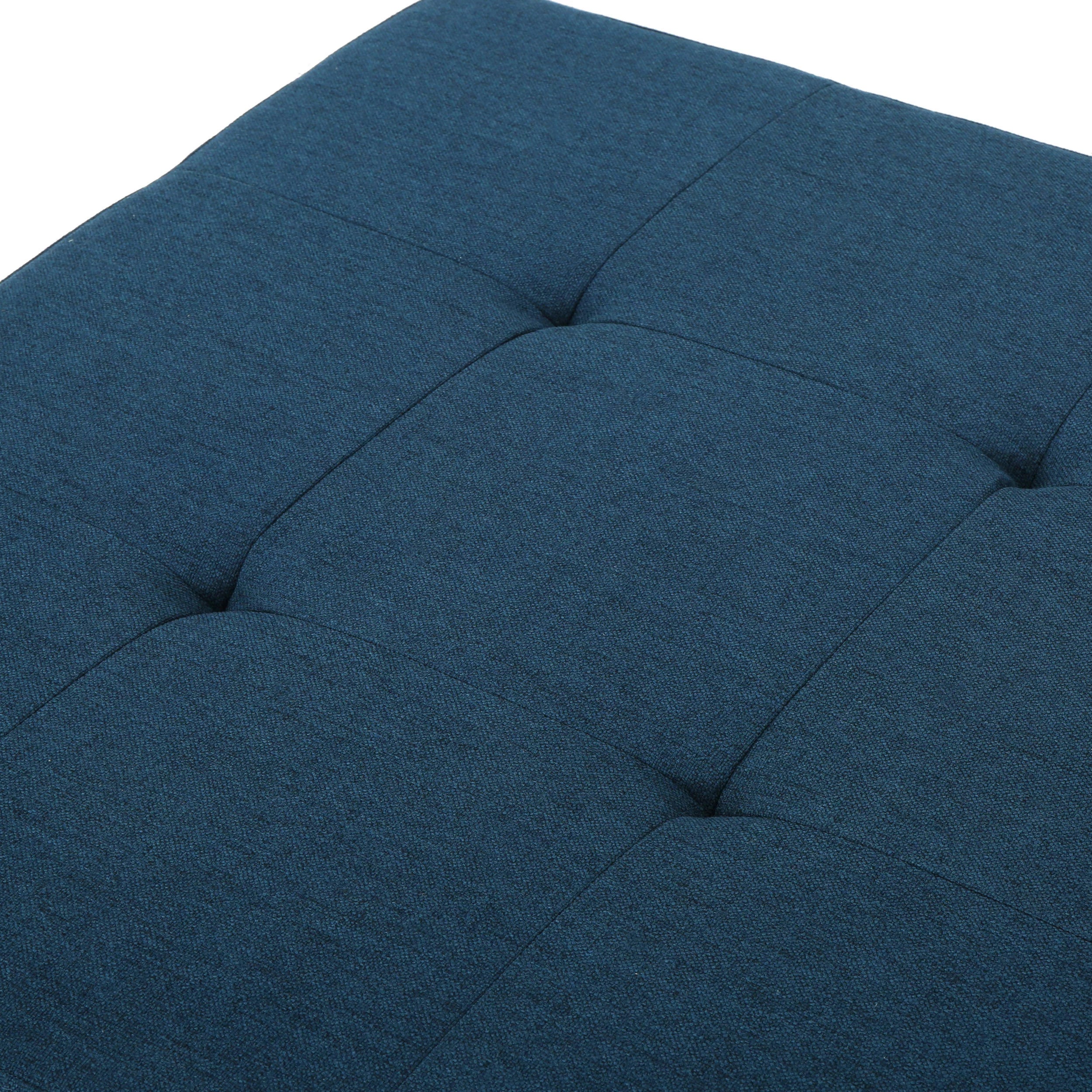 Navy Blue Tufted Fabric Storage Ottoman with Rolling Casters E2786