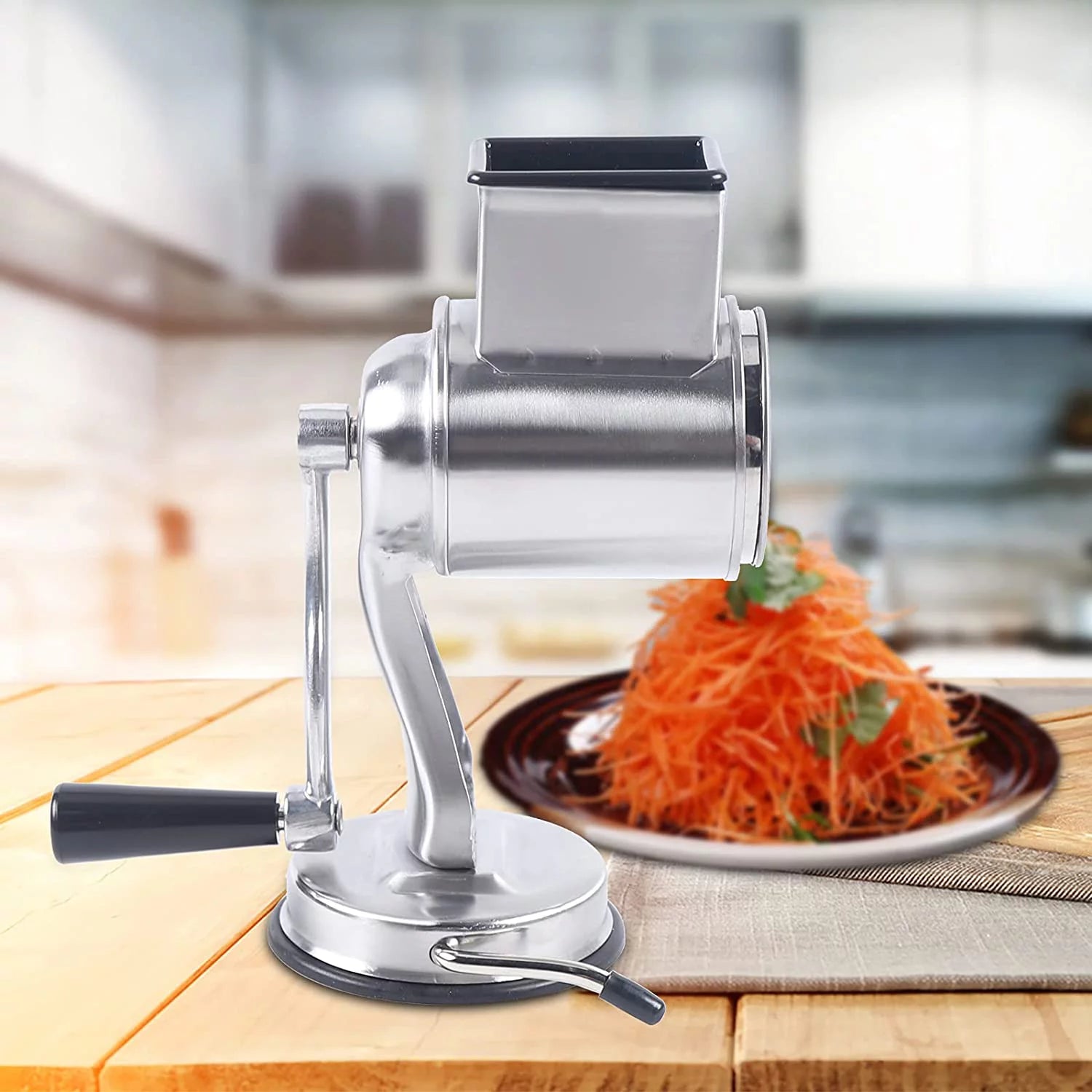 Manual Rotary Drum Food Grater Vegetable Shredder Slicer Grinder Set with 5 Blade Y5086