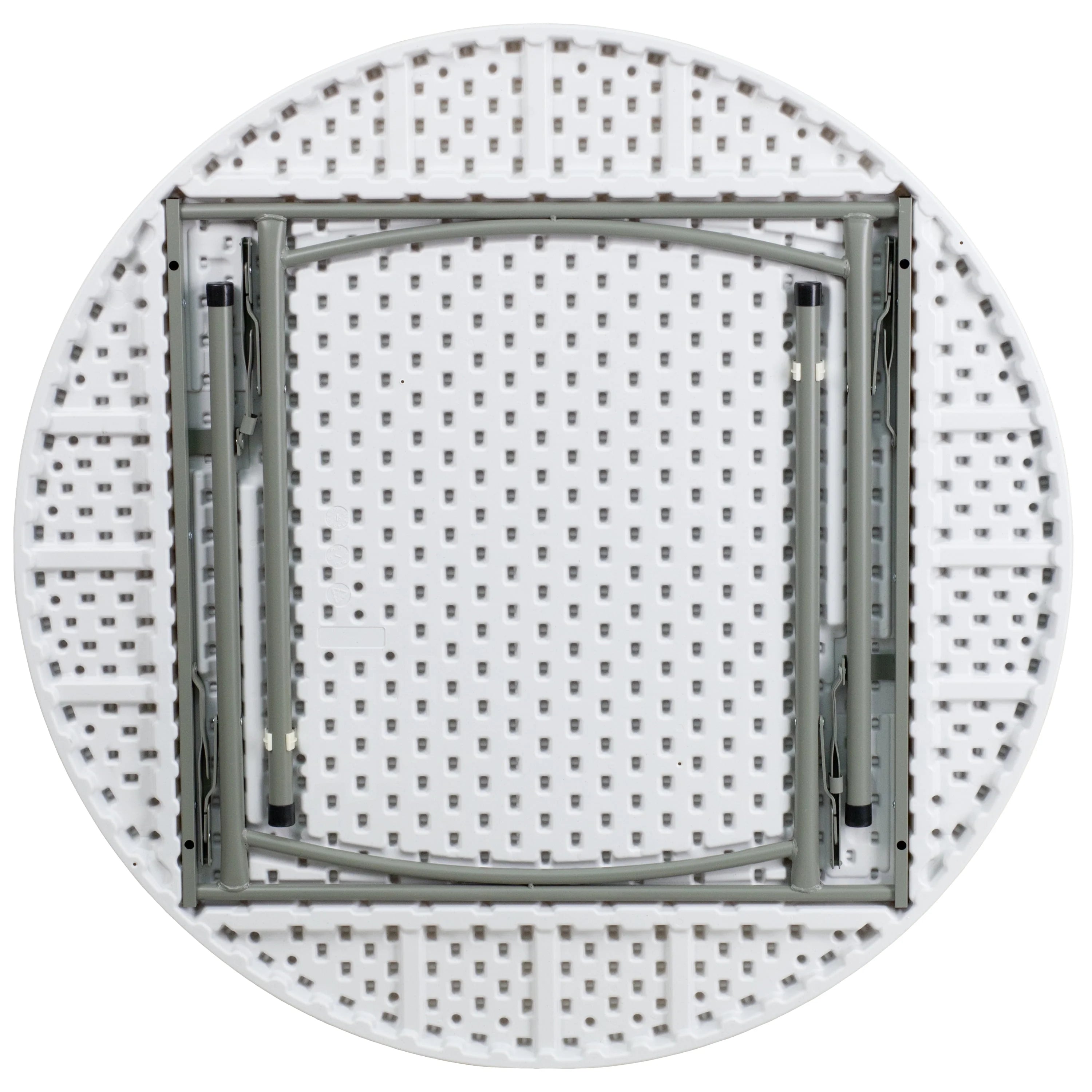 4' Round Plastic Folding Table Granite White V540