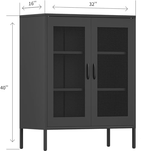 Black 70" Tall Metal Storage Cabinet with 4 Adjustable Shelves D3111