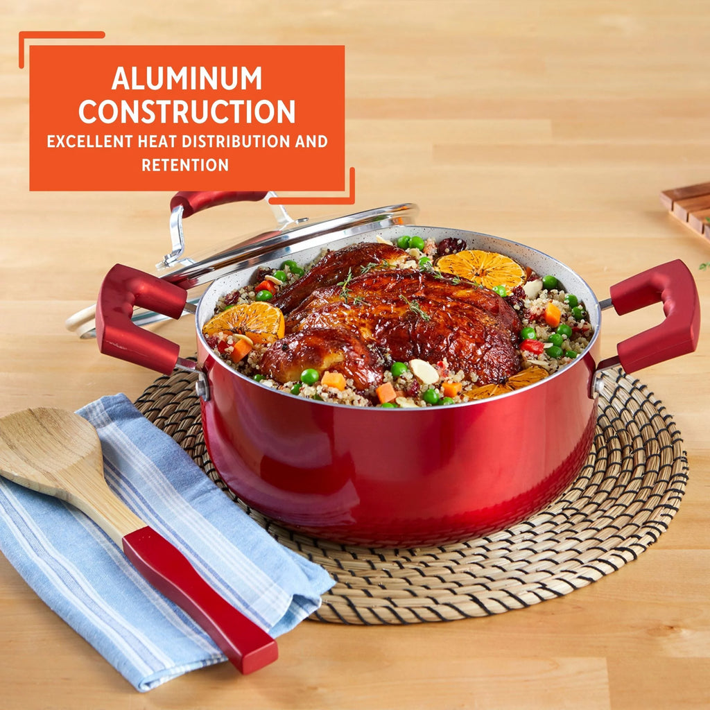Red 4.9Qt Dutch Oven with Glass Lid T2931