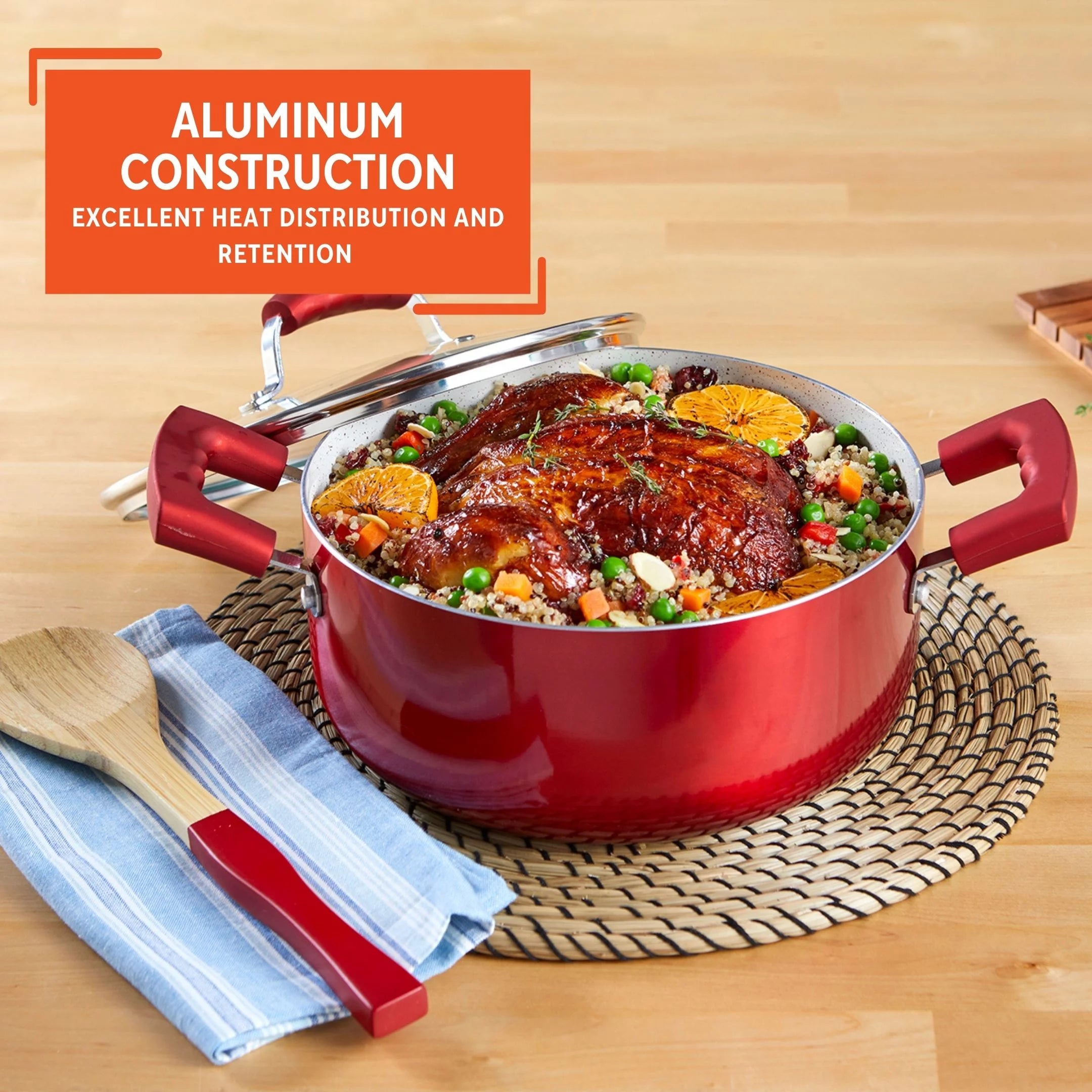 Red 4.9Qt Dutch Oven with Glass Lid T2931