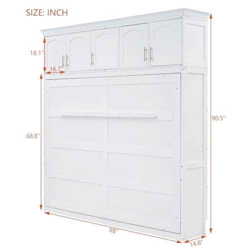 Grey Full Size Solid Wood Murphy Bed I71887