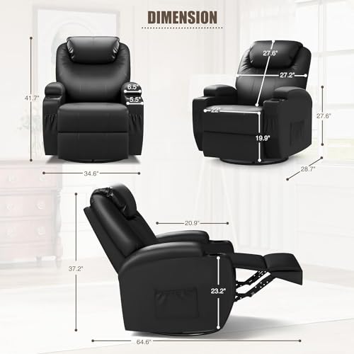Black PU Leather Power Lift Recliner Chair with Massage O440