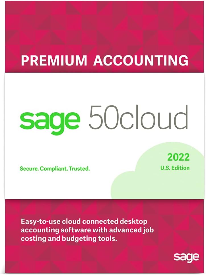 Sage 50cloud Premium Accounting 2022 U.S. 2-User One Year Subscription Cloud Connected Accounting Software B4085