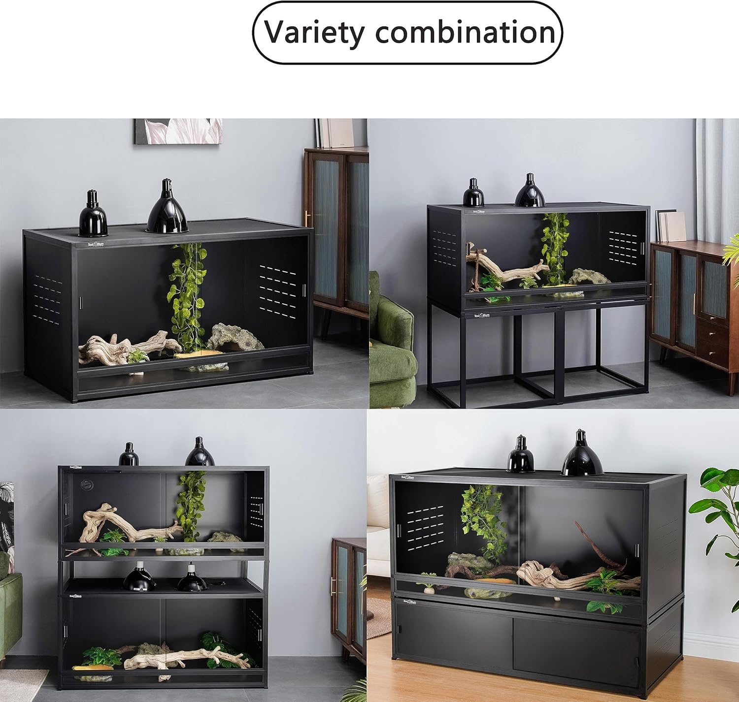 PVC Reptile Enclosure 48"x24"x24" 120 Gallon Large Tank with Sliding Tempered Glass Doors T6049