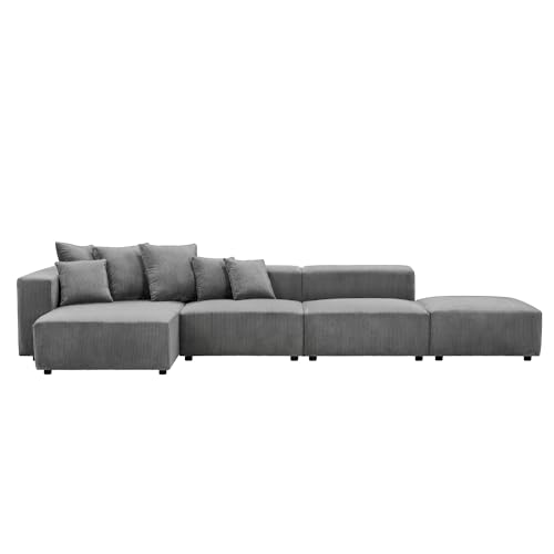 Cream Curved Boucle Modular Sectional Sofa Set 4 Seat P180402