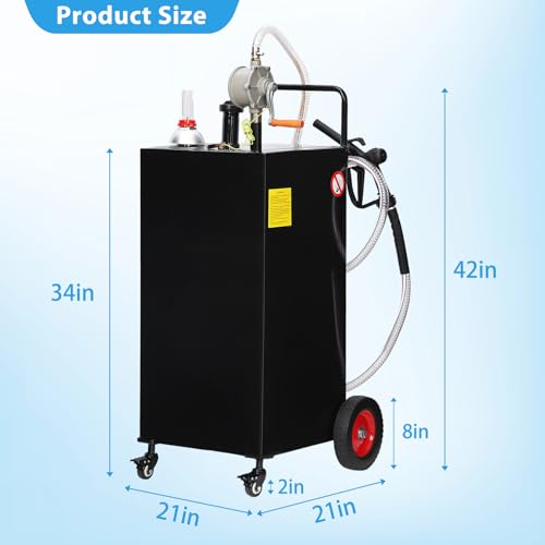 30 Gallon Portable Gas Caddy on 4 Wheels with Manual Transfer Pump J30138