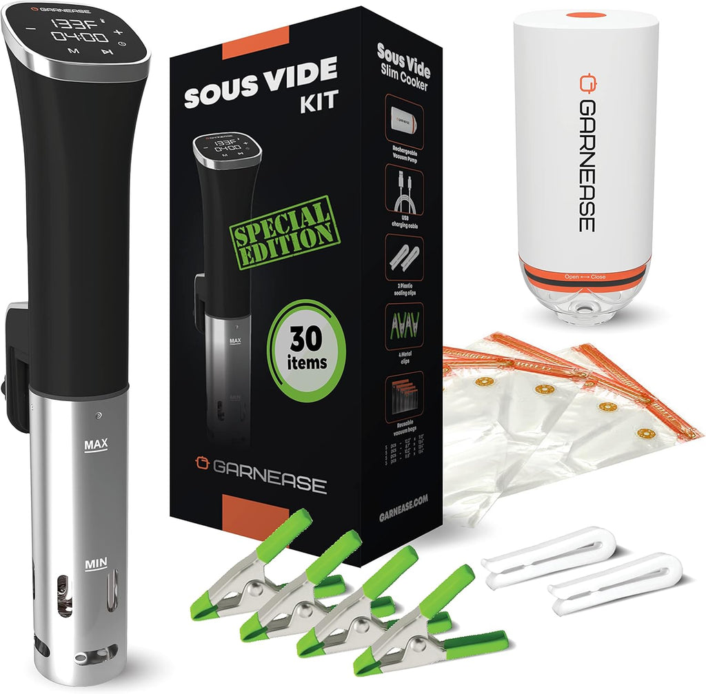 Sous Vide Immersion Circulator 1000W with 20 Reusable Vacuum Bags, Electric Pump, Clips, Cookbook N90630