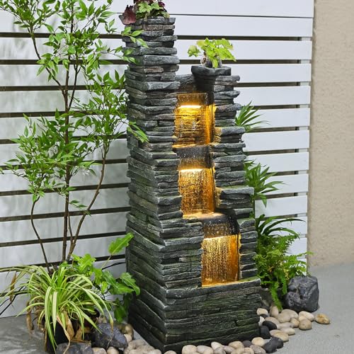 37.4 inches Tall Freestanding Fountain with LED Lights F8989