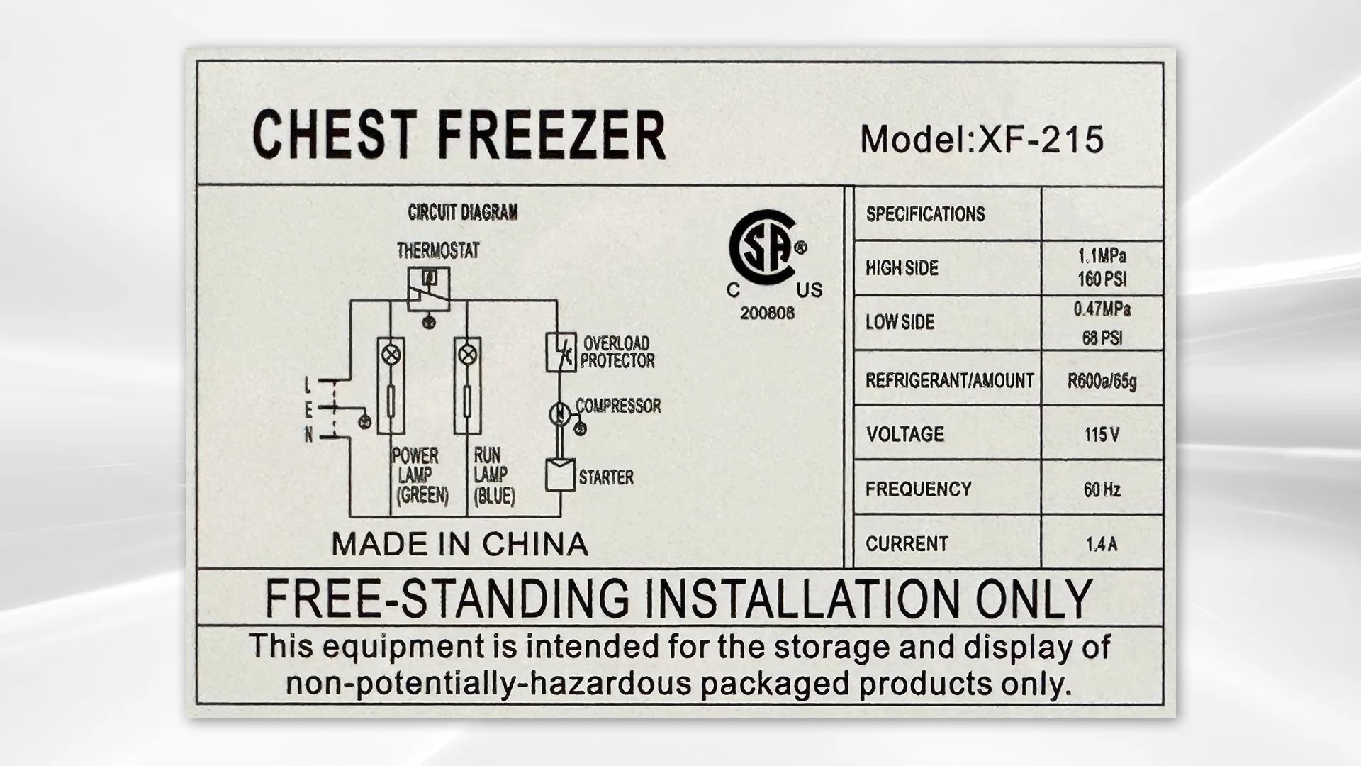 Solid Top Chest Commercial Freezer 7.2 Cu. ft. W4591
