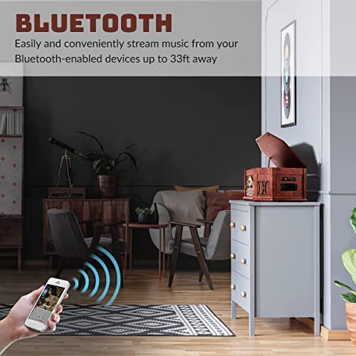 10-in-1 Bluetooth Turntable Record Player with Built-in Speaker K75872