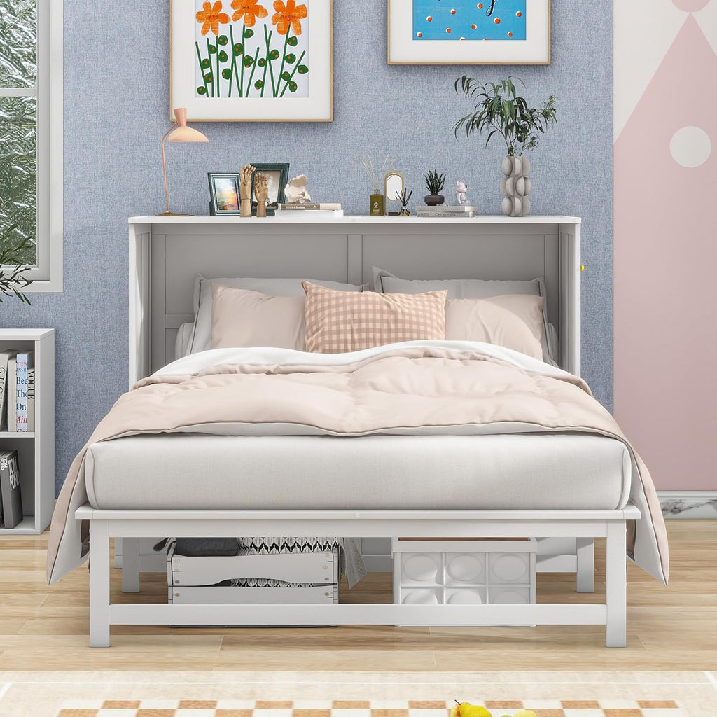 White Wood Queen Murphy Bed Y43570