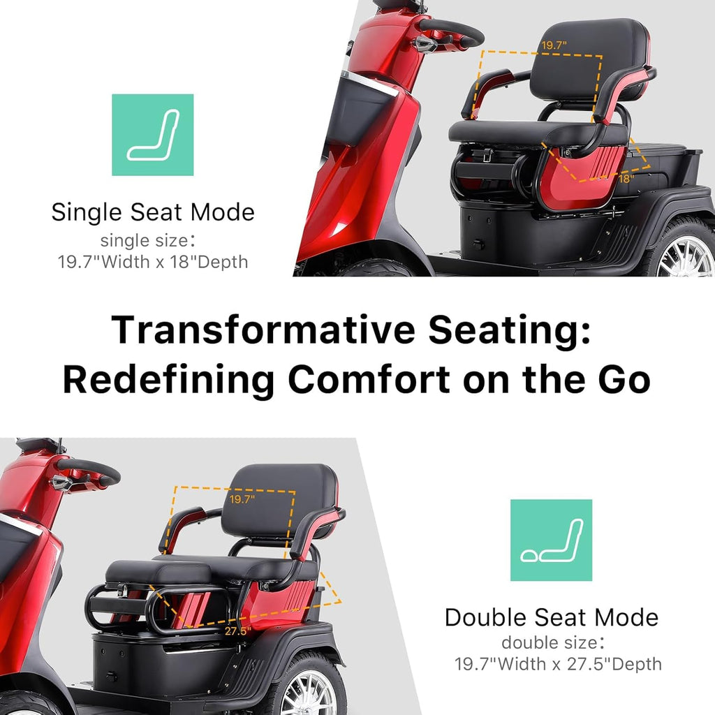 Red Heavy Duty Double Seat Mobility Scooter E523945