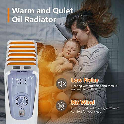 Oil Filled Radiator Heater with Adjustable Thermostat, 3 Heat Settings P7180