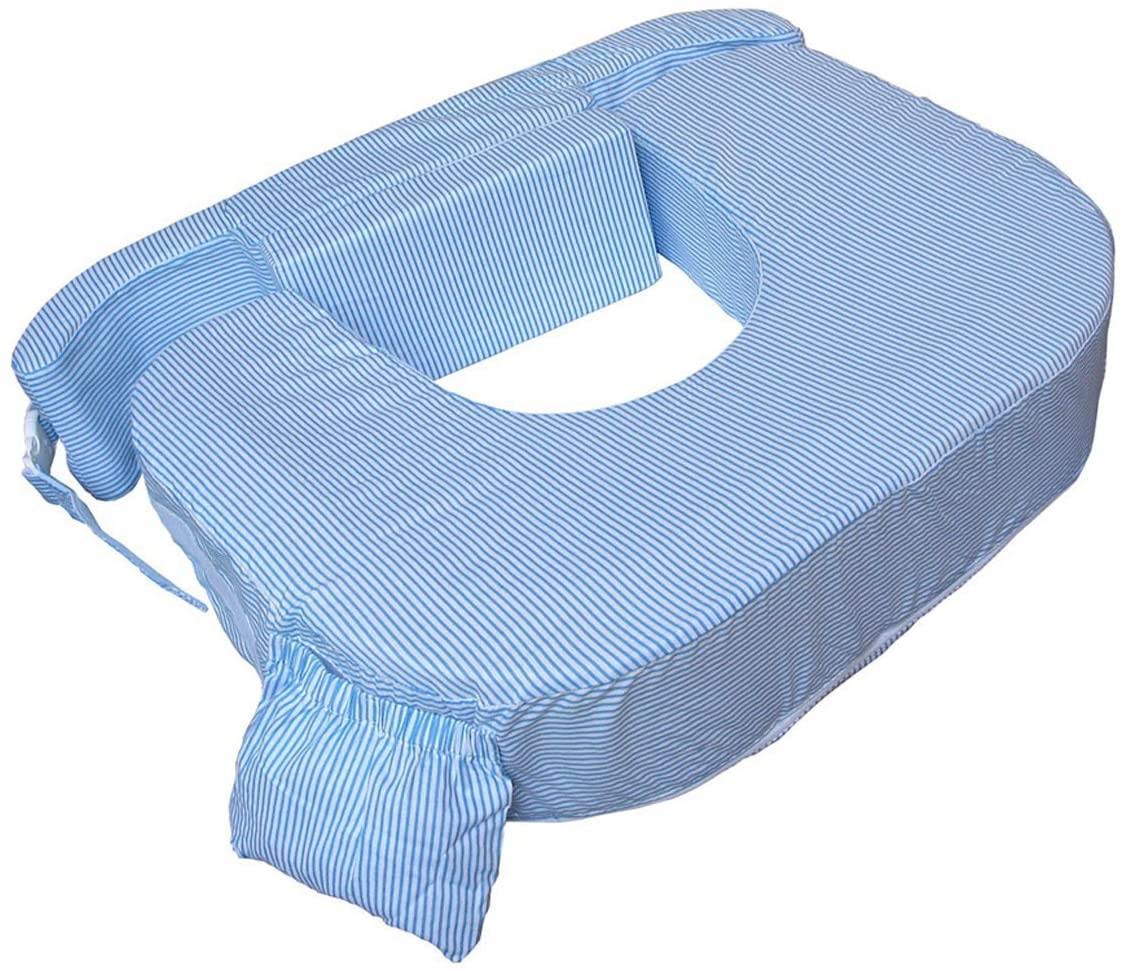 Blue White Stripes Twin Breastfeeding Nursing Pillow V7667
